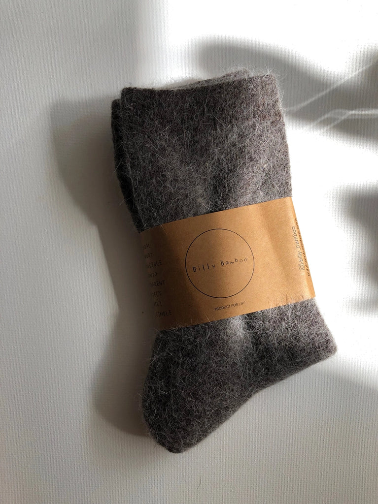 BILLY BAMBOO - ANGORA FLUFFY SOCKS - NEUTRAL