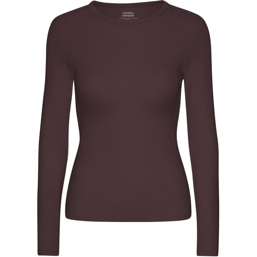 COLORFUL STANDARD - LONG-SLEEVED RIB T-SHIRT - OXBLOOD RED