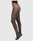 SWEDISH STOCKINGS - COLLANT BRILLANT TORA - NOIR/ARGENT