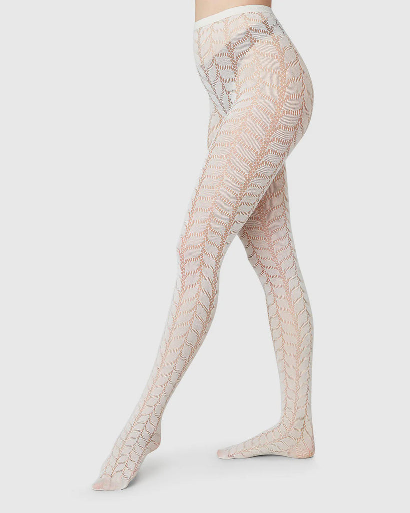 SWEDISH STOCKINGS - MEJA MESH TIGHTS - IVORY