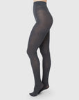 SWEDISH STOCKINGS - COLLANT YLVA FISHBONE LAINE BIO - ANTHRACITE