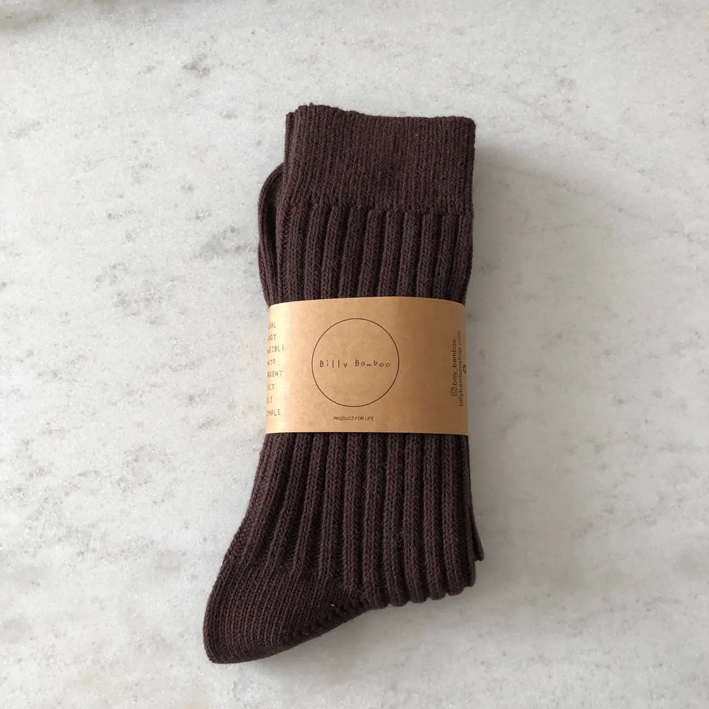 BILLY BAMBOO - RIBBED COTTON HIGH SOCKS - NEUTRAL