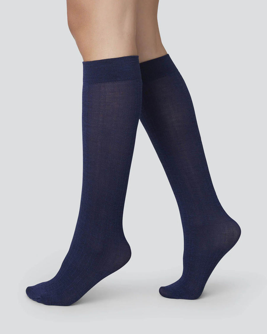 SWEDISH STOCKINGS - FREJA KNEE-HIGHS - NAVY