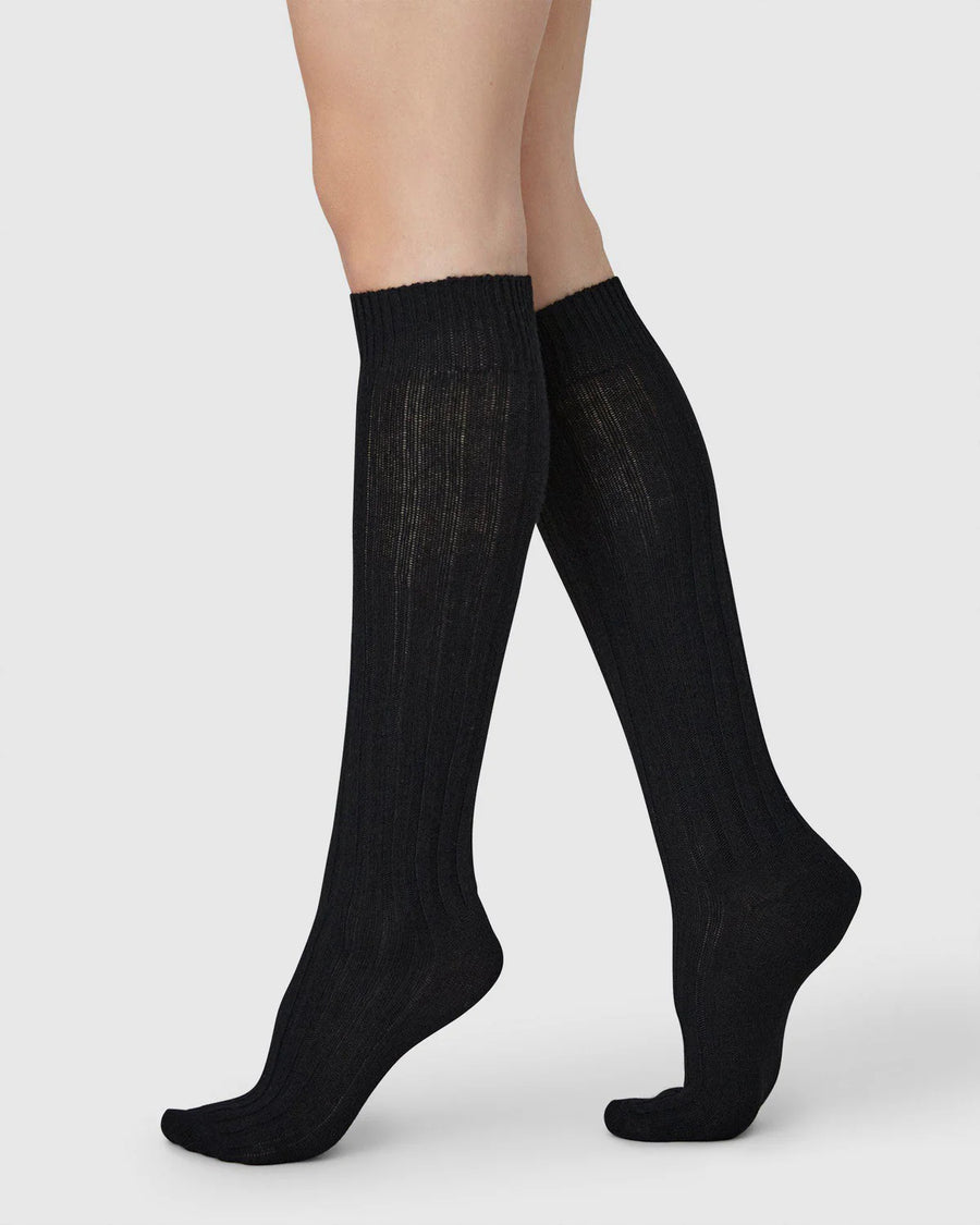 SWEDISH STOCKINGS - BODIL KNEE-HIGHS - BLACK