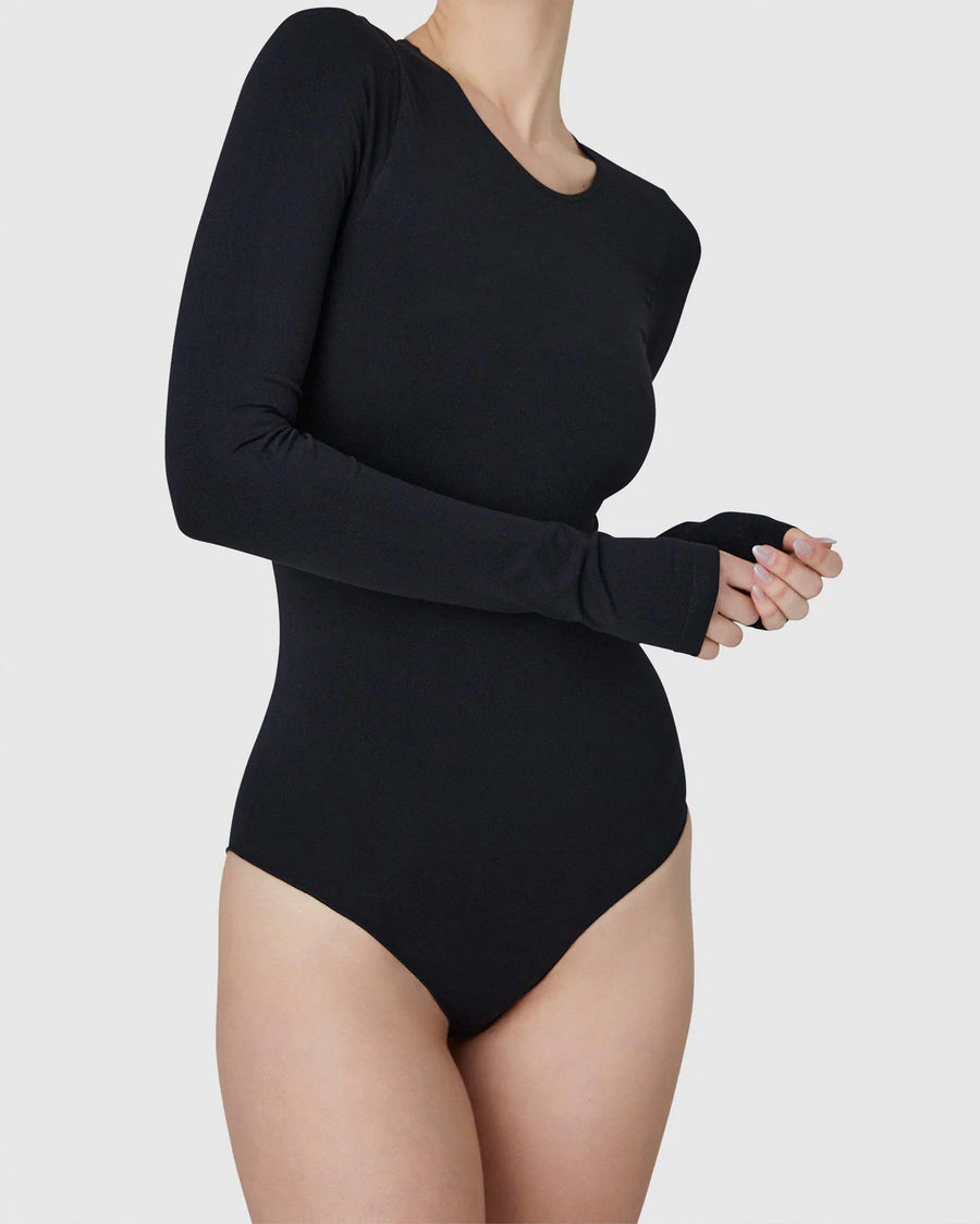 SWEDISH STOCKINGS - VEGA BODYSUIT - BLACK CASHMERE