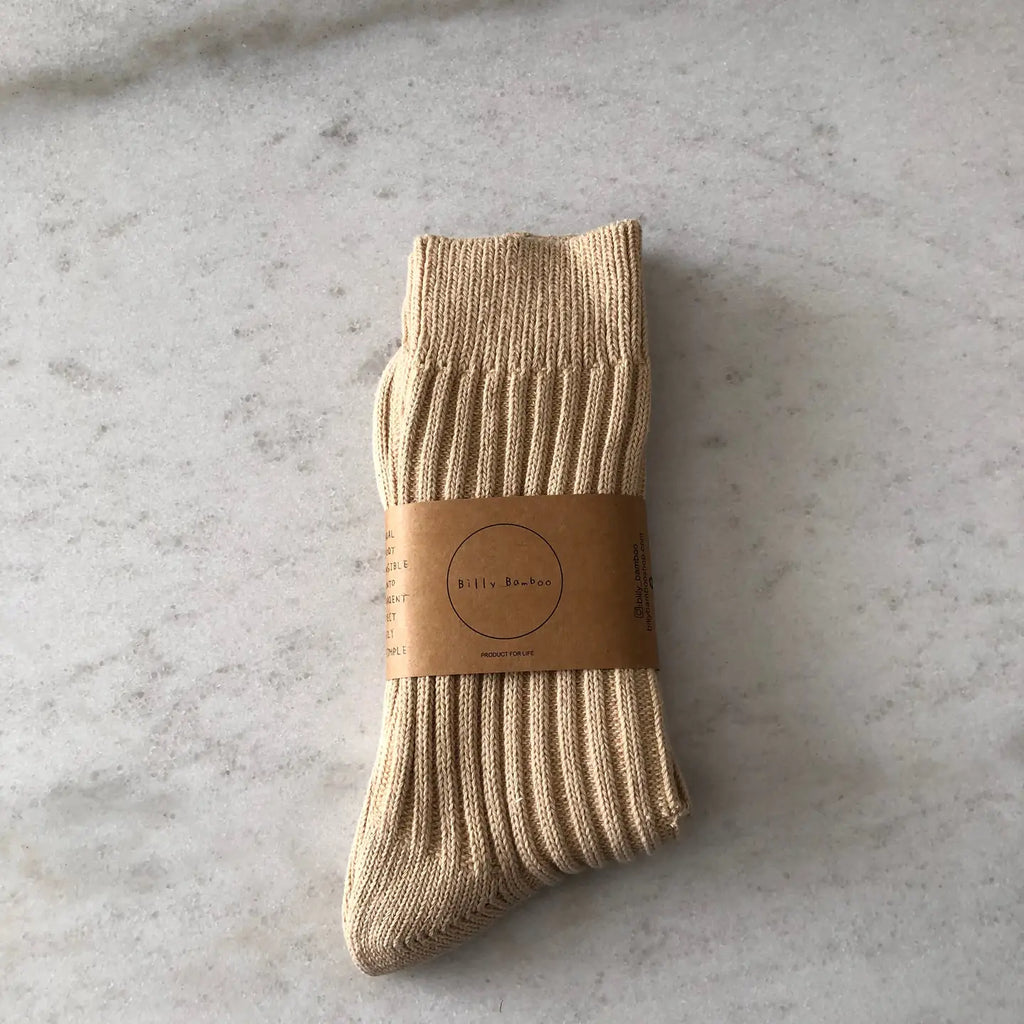 BILLY BAMBOO - CHAUSSETTES HAUTES EN COTON COTELÉ - NEUTRE