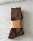 BILLY BAMBOO - RIBBED COTTON HIGH SOCKS - NEUTRAL