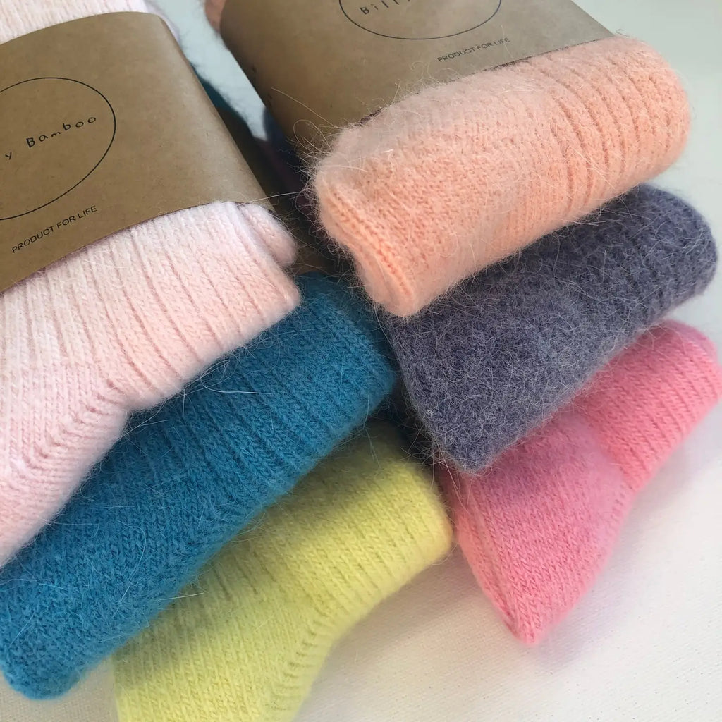 BILLY BAMBOO - ANGORA SOCKS - SNOW PASTEL