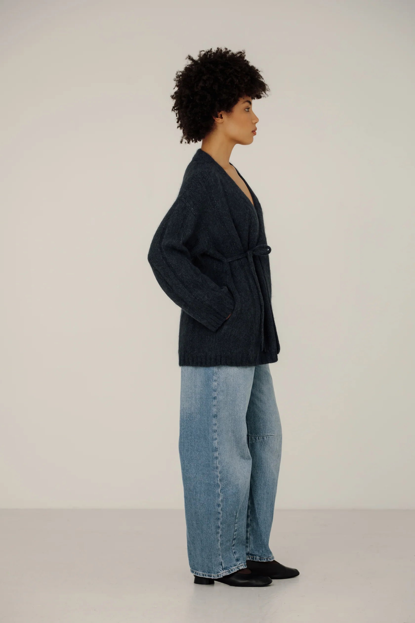 BARE KNITWEAR - CARDIGAN CROISÉ ROAN - DENIM - AH24