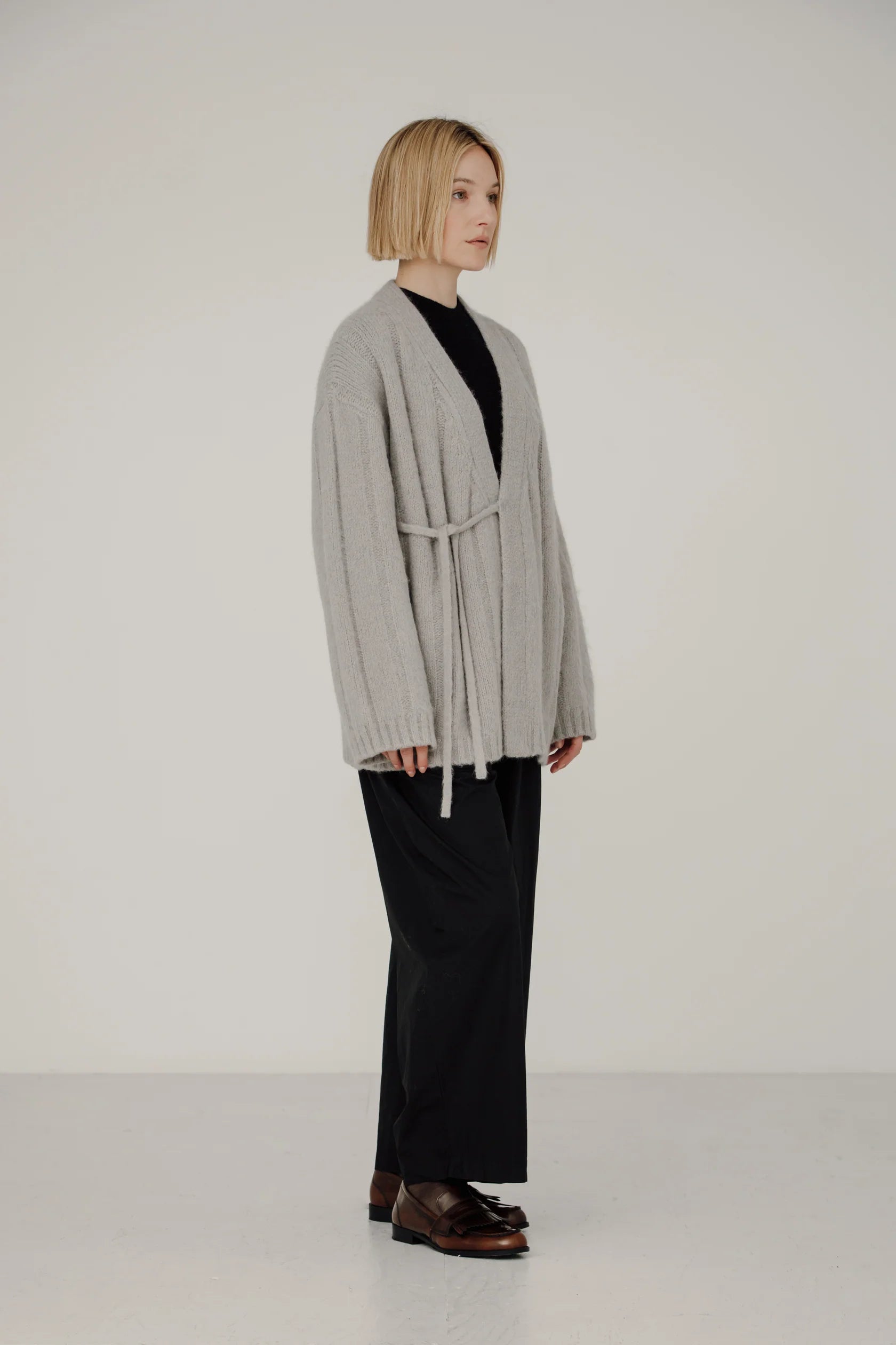 BARE KNITWEAR - CARDIGAN CROISÉ ROAN - FOG - AH24