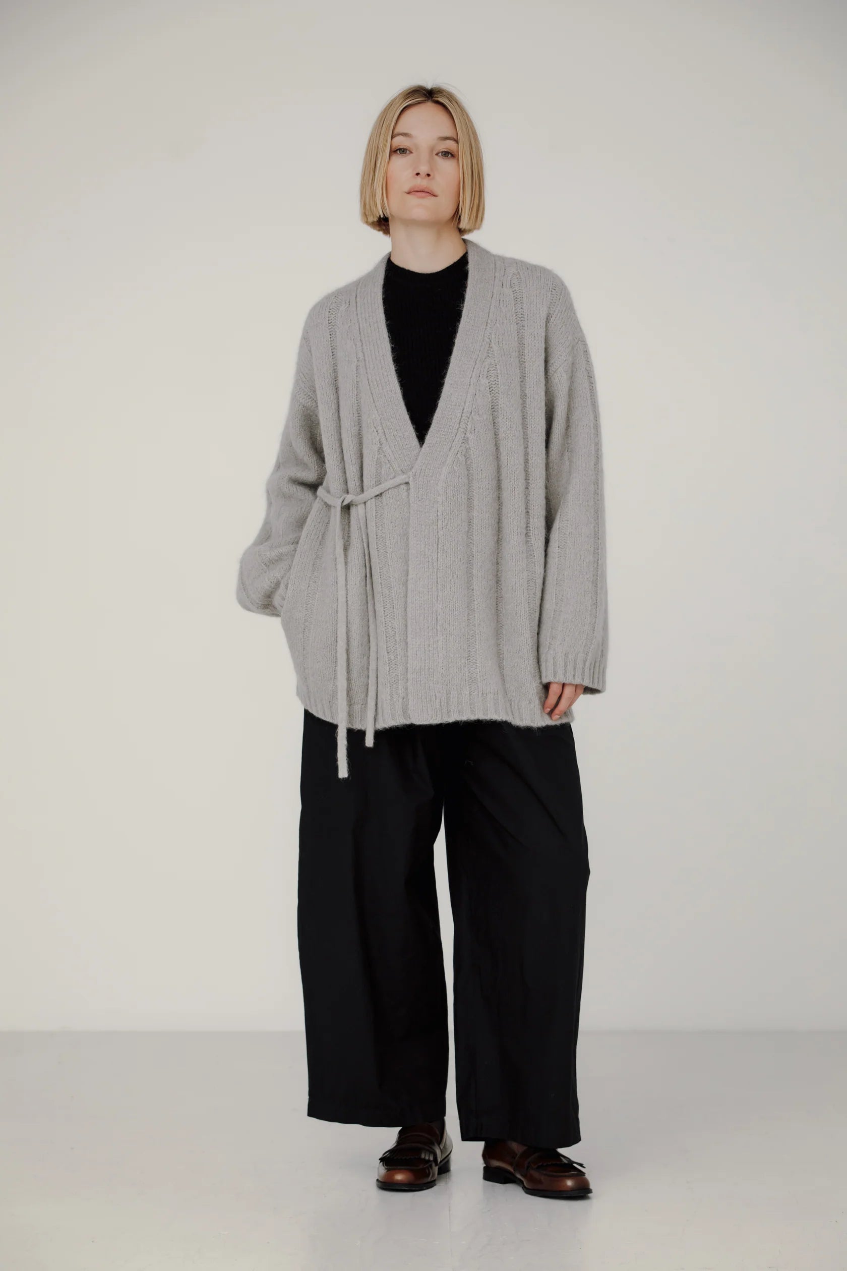 BARE KNITWEAR - CARDIGAN CROISÉ ROAN - FOG - AH24