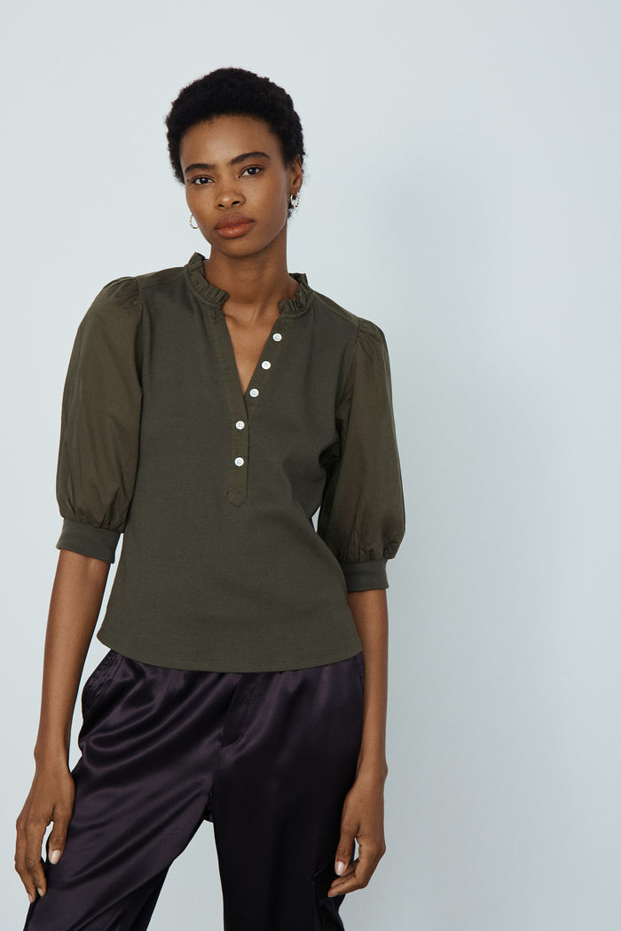 MELISSA NEPTON - CLEMENTE TOP - KHAKI GREEN - AH24