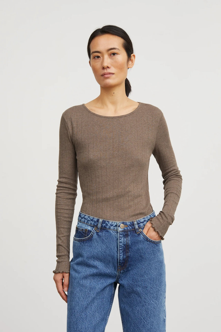 SKALL - EDIE TOP - BROWN MELANGE - FW24