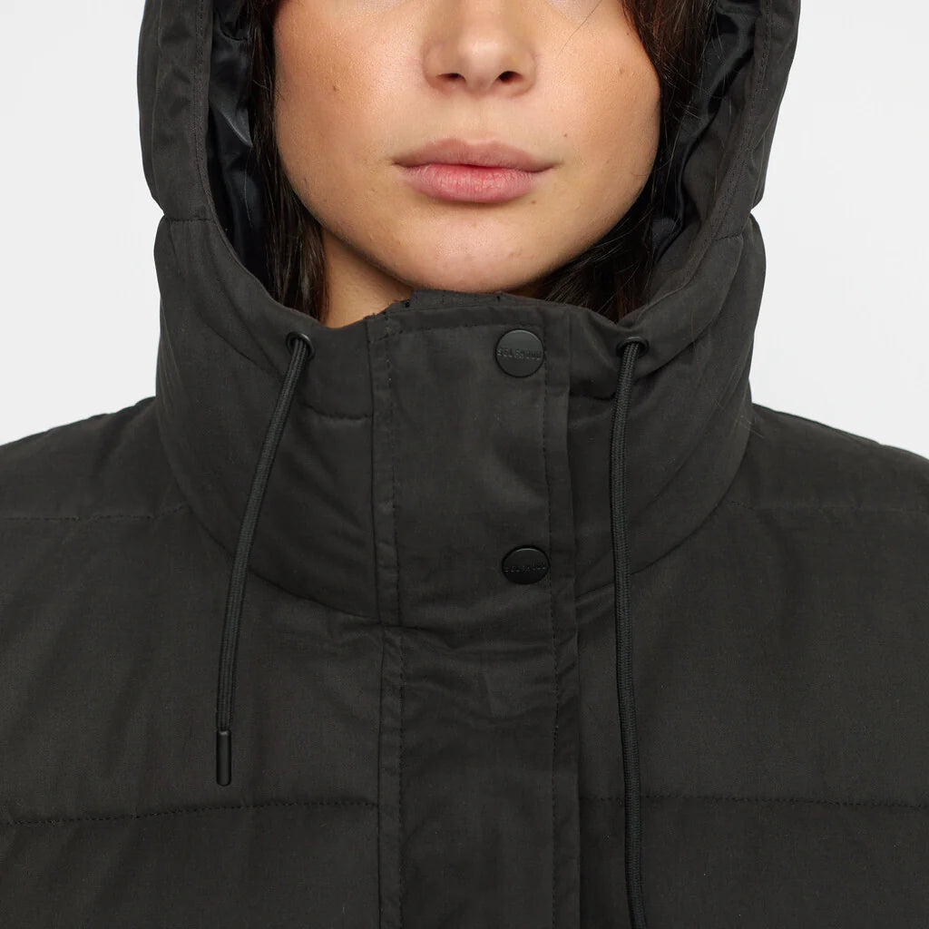 SELFHOOD - HOODED PUFFER COAT - BLACK - FW24