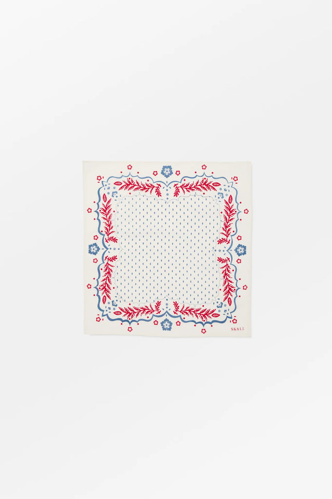 SKALL STUDIO - JUNIPER SCARF - CREAM/BLUE/RED - 55x55 - SS25