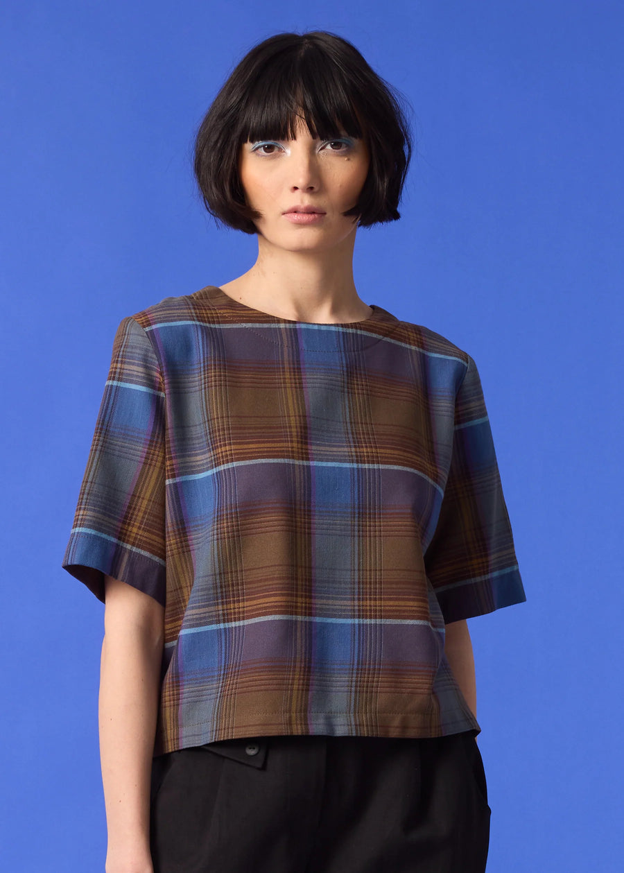 COKLUCH - SIDERAL TOP - BLUE PLAID - FW24