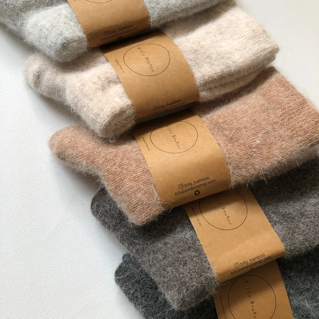 BILLY BAMBOO - ANGORA FLUFFY SOCKS - NEUTRAL