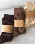 BILLY BAMBOO - RIBBED COTTON HIGH SOCKS - NEUTRAL