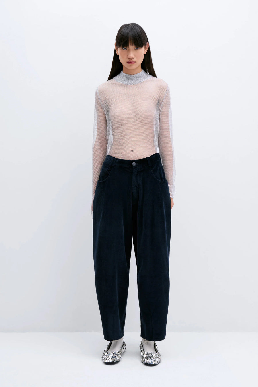 CORDERA - CORDUROY BAGGY PANTS - NAVY - FW24