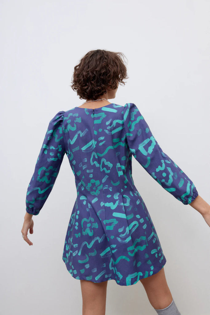 EVE GRAVEL - MOANA DRESS - NAVY/TURQUOISE - FW24